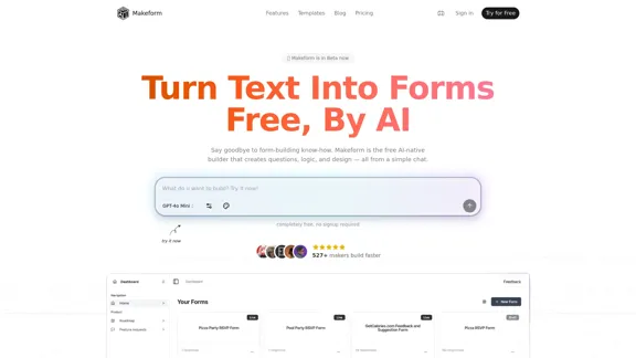 Makeform - Бесплатный конструктор форм на основе ИИ