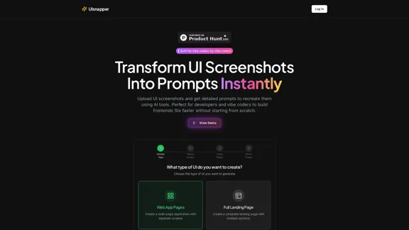 UIsnapper - Генерируйте подробные подсказки для дизайна пользовательского интерфейса из скриншотов для инструментов ИИ.