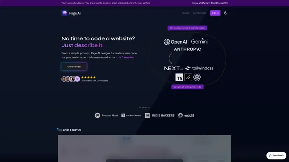 AI Website Generator für die Agenten-Ära - Der beste KI-Website-Generator, der in wenigen Minuten plant, gestaltet und sauberen Code für Ihre Website schreibt.