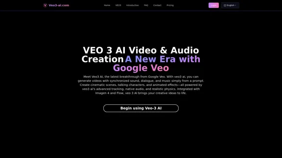 Veo3 AI - Next-Generation Video and Audio Creation by Google Veo