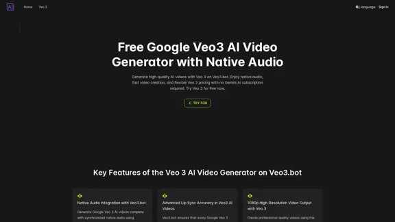 Veo3 - 免費使用 Google Veo 3 AI 影片生成器，並擁有原生音訊