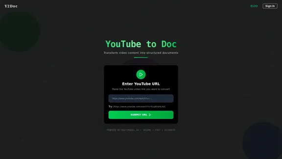YouTube to Doc - Convert video content into organized documents.
