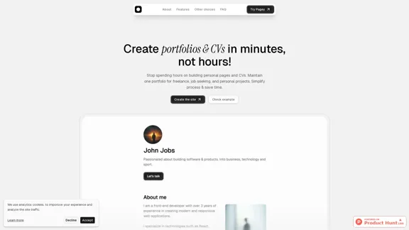 Create a personal page in minutes, not hours.