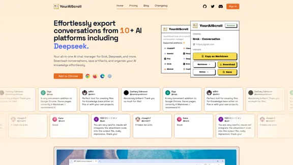 YourAIScroll - Exporter l'historique des discussions AI