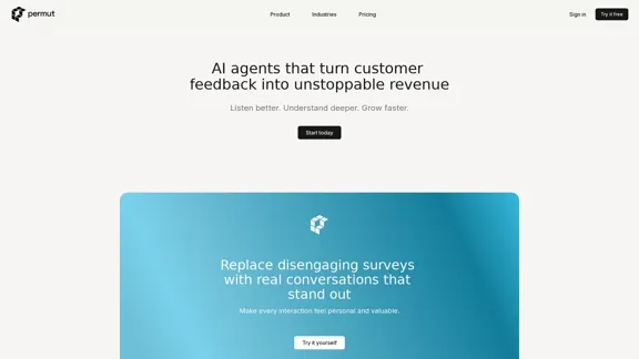 Permut - AI Agents for gathering customer insights and feedback.