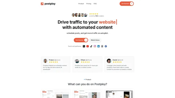 Postploy - AI-powered social media management tool for individuals, content creators, and businesses.
