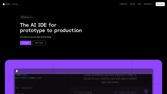 Kiro - The AI Integrated Development Environment for moving from prototype to production.