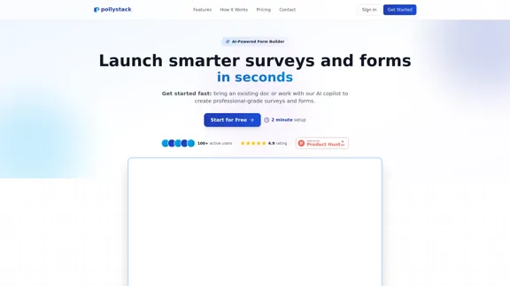 PollyStack - Создавайте мощные формы, сгенерированные ИИ, быстрее, чем в Typeform.