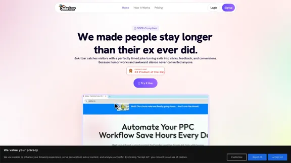 Jokr.bar - Engaging exit-intent banners to improve user conversion.