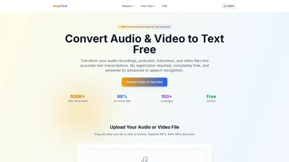 Any2Text - Convertir l'audio et la vidéo en texte gratuitement