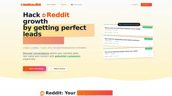 mention.click - Найдите обсуждения на Reddit о вашем продукте