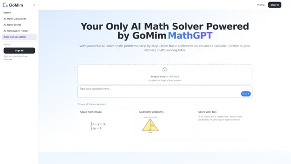 GoMim | KI Mathematik-Löser & Rechner - KOSTENLOS Online