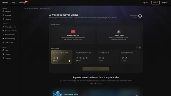 Singify - 免費的 AI 人聲去除工具 在線使用 Singify - 免費的 AI 人聲去除工具 在線使用