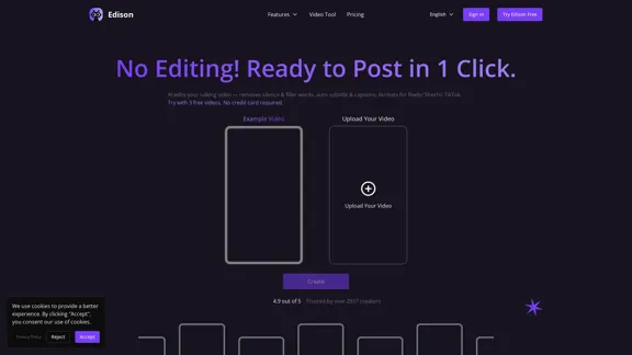 Edison - Transform Raw Videos into Professional Content with No Editing