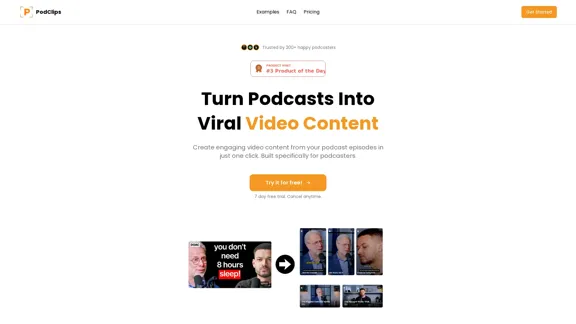 PodClips - Crie conteúdo de vídeo viral a partir do seu podcast automaticamente.