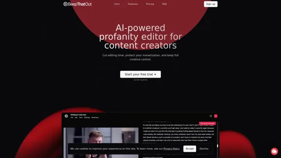 BeepThatOut - 面向内容创作者的人工智能脏话编辑器