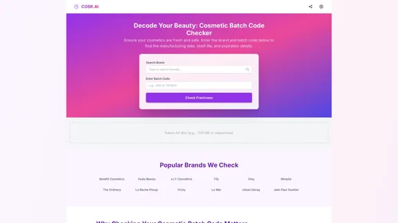 COSR.AI - Free Cosmetic Batch Code Checker and Expiry Date Calculator