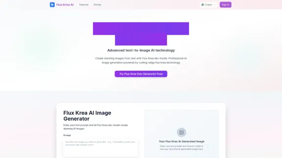 Flux Krea AI Gerador de Imagens - Criação de texto para imagem gratuita facilitada
