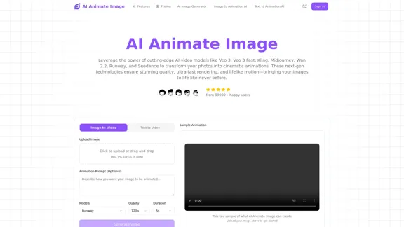 AI Animate Image - 在線免費AI圖像動畫製作器