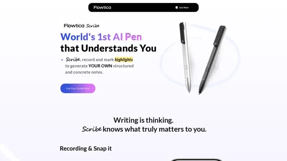 Flowtica Scribe - Le premier stylo AI qui vous comprend.