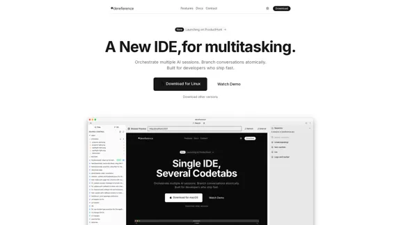 Dereference AI Codetabs - Un IDE futurista para una integración fluida con herramientas de IA de línea de comandos.