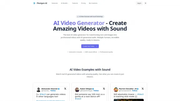 Plexigen AI - 最佳带声音的AI视频生成器