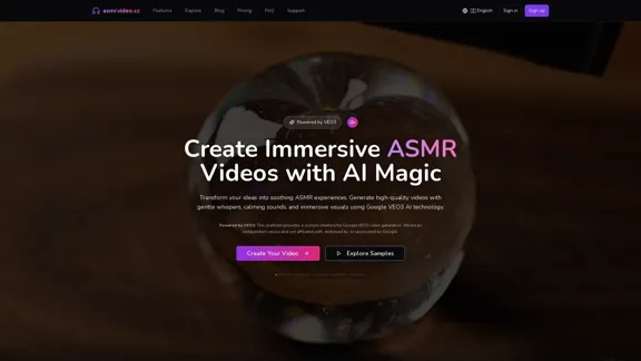 Gerador de Vídeos ASMR - VEO3 AI-Powered Soothing Videos