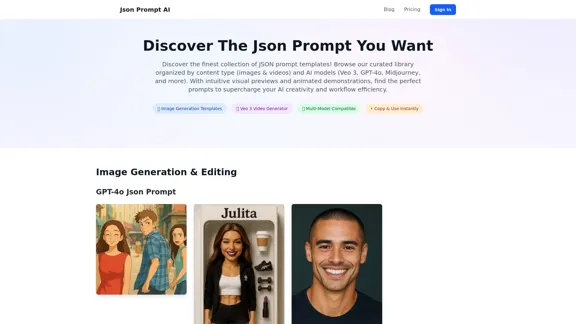 JSON Prompt AI - プロフェッショナルなAIプロンプトテンプレートのための頼りになるハブ
