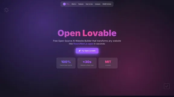 Open Lovable - Бесплатный открытый конструктор сайтов на основе ИИ