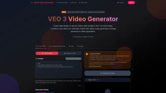 VEO 3 - Effortlessly create high-quality 8-second videos.