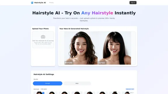 100% Grátis Virtual Hairstyle Try-On - Explore facilmente mais de 100 penteados e cores com nossa ferramenta de IA.