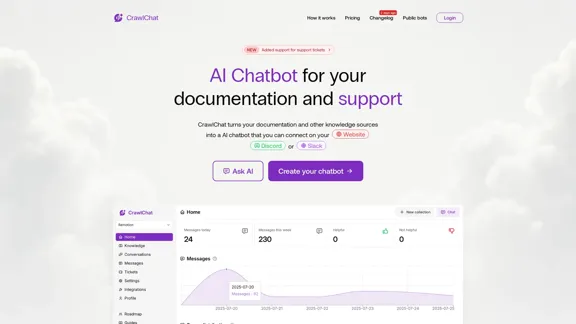 CrawlChat - Chatbot IA pour votre documentation et support