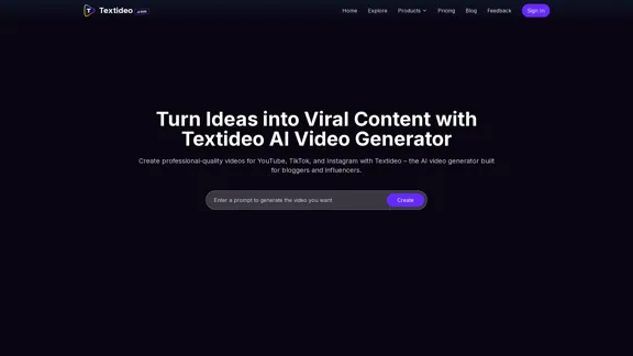 Textideo - AI Video Generator for Content Creators and Influencers