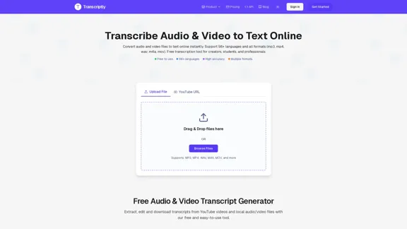 Transcriptly - 無料のオンライン転写プラットフォーム