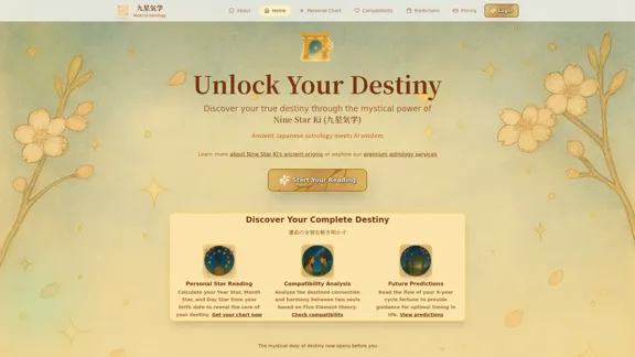 Nine Star Ki Personal Charts - AI-Powered Japanese Astrology & Compatibility Analysis