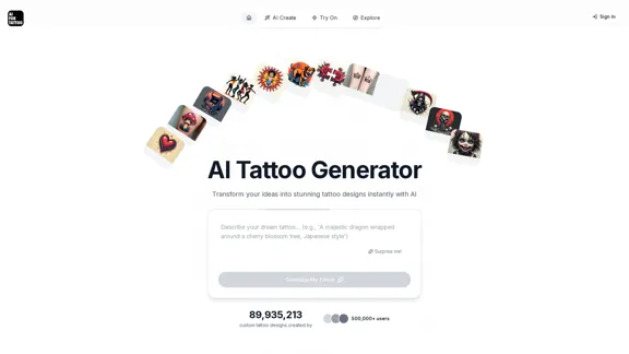 タトゥーのためのAI - AIタトゥー生成器と試着