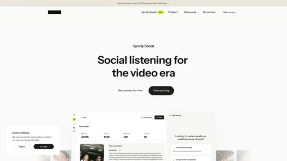 Syncly Social - IA de escuta social em vídeo