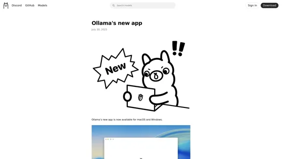 Ollama's new app - Now available for macOS and Windows.