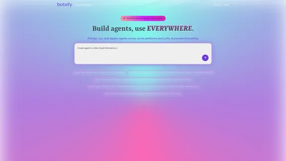 数秒でポータブルAIエージェントを構築 | Botsify 数秒でポータブルAIエージェントを構築 | Botsify