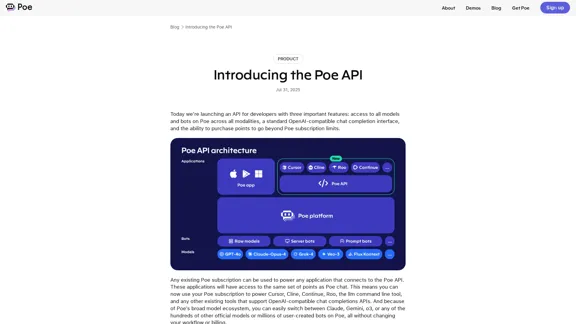 Poe API - 一个通往顶级AI模型的统一入口