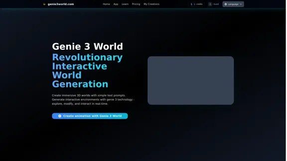 Genie 3 World - Crea Mundos de IA Interactivos | Prueba Gratis | genie3world.com