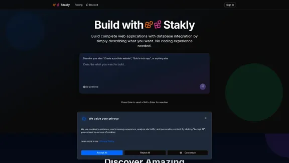 Stakly - Создавайте веб-приложения с помощью ИИ