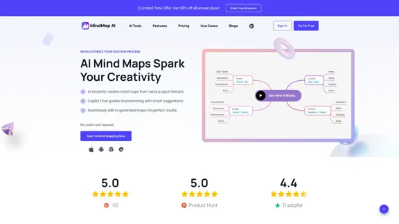 MindMap AI - 即時創建人工智慧驅動的思維導圖