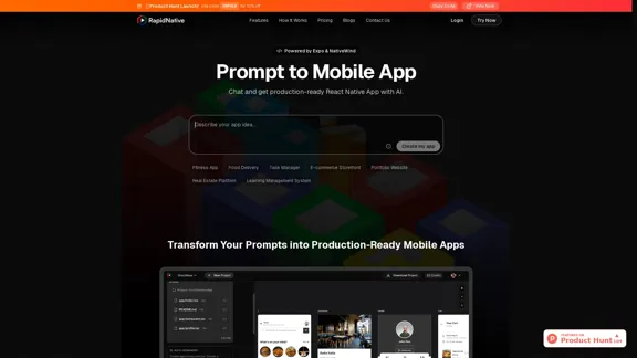 RapidNative - AI-driven transformation of prompts into React Native and Expo applications. RapidNative - AI-driven transformation of prompts into React Native and Expo applications.