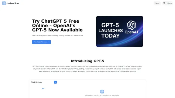 ChatGPT 5 登录免费 - 立即在 ChatGPT5.so 在线体验 GPT-5
