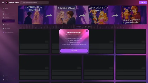 IdolCrush - スタイル、チャット、そしてあなたのAIアイドルと勝利しよう