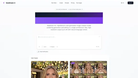 Seedream 4.0 - Éditeur d'images AI avancé gratuit de ByteDance