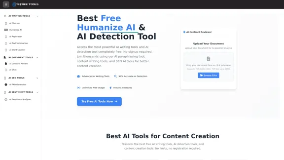 AiFreeTools - Meilleur outil gratuit d'humanisation de l'IA et de détection de l'IA