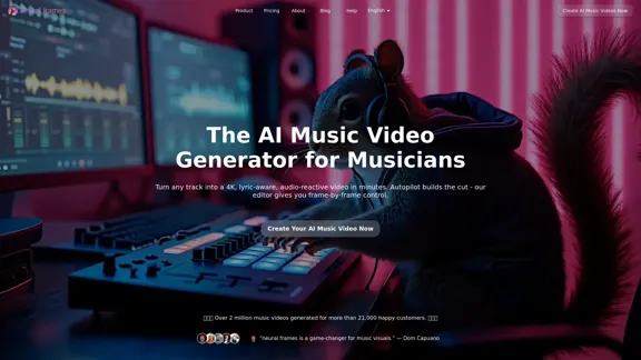Neural Frames - Générateur de vidéos musicales IA pour musiciens