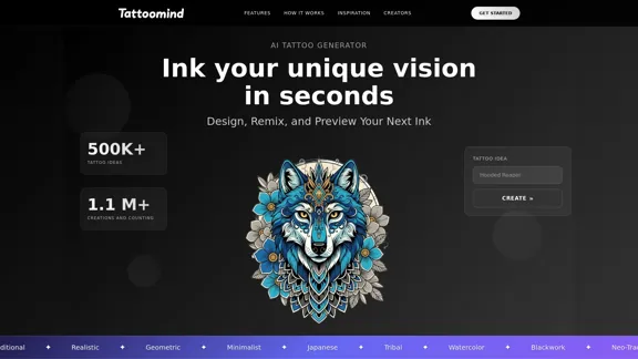 TattooMind - AI纹身生成器，用于创建独特和个性化的设计